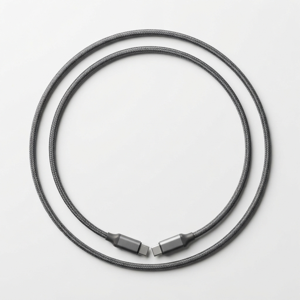 Braided USB-C fast charging cable in gray
