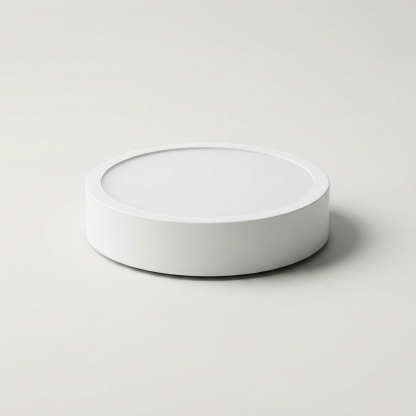 Minimal outdoor round ceiling LED light for covered spaces