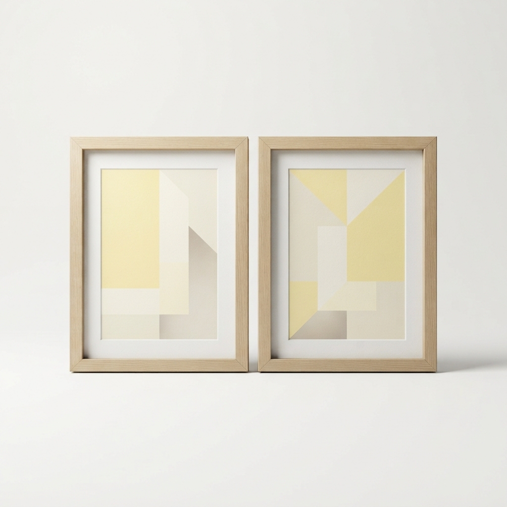 Model portrait and abstract art print set