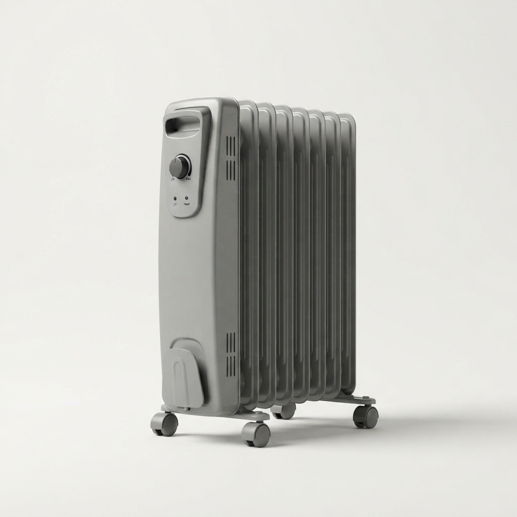 Oil-filled radiator heater angled view