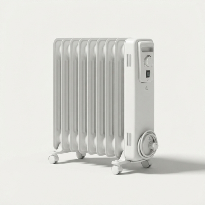 Oil-filled radiator space heater on wheels