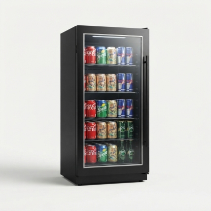 Under-counter beverage refrigerator front view